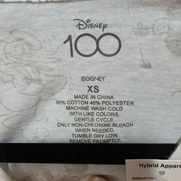 Disney NWT 100th Anniversary Cropped Long Sleeve Tee XS Juniors Mickey Mouse - Picture 3 of 6